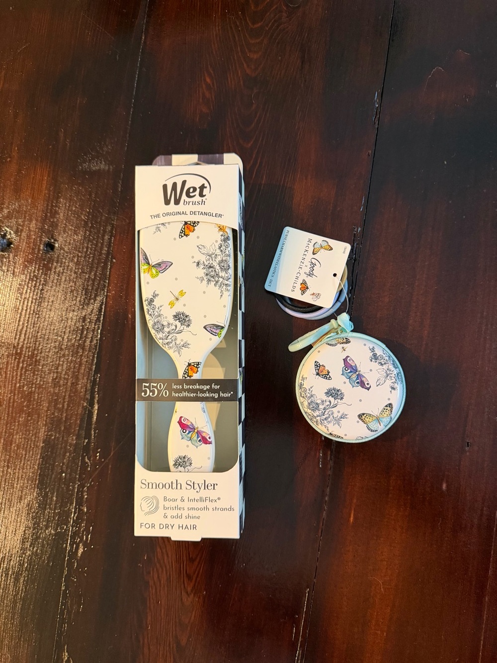 Mackenzie Childs x Wet Brush Detangler Brush and Purse Charm - Butterfly Toile